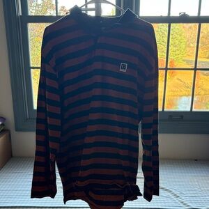Brixton Black and Red Striped Polo